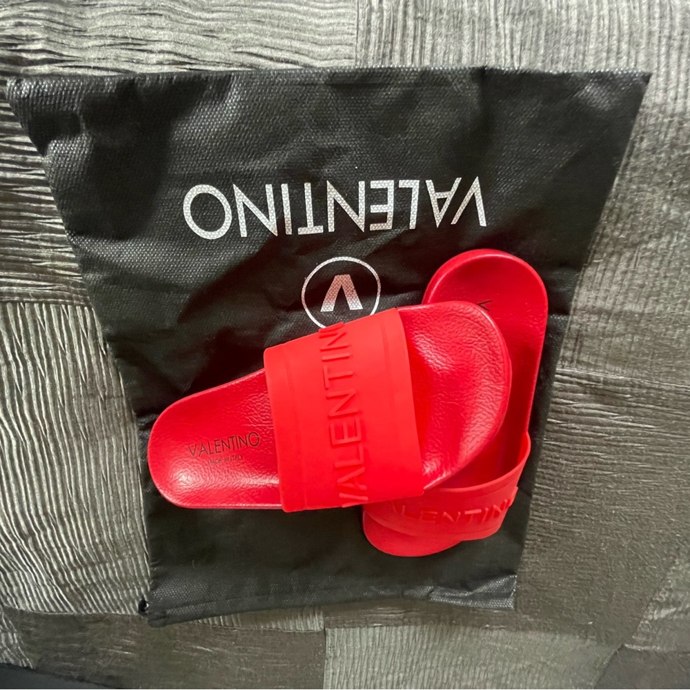 Red slides, sz 5.5 Womens, bought for child. - Picture 3 of 6